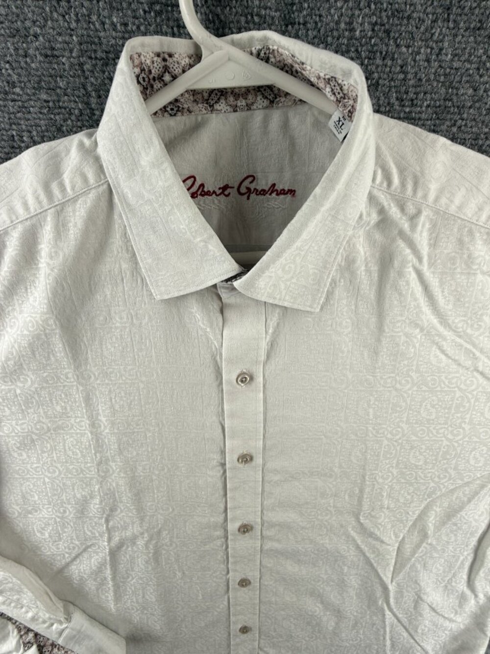 Robert Graham Button Up Shirt Cotton Long Sleeve White XL Classic Fit Paisley